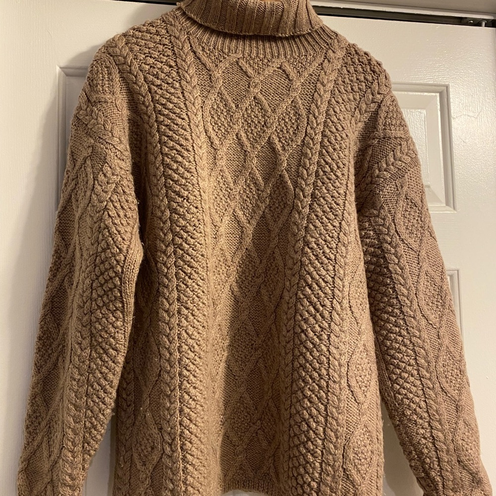 J Crew Wool Fisherman Sweater Cableknit heavy
